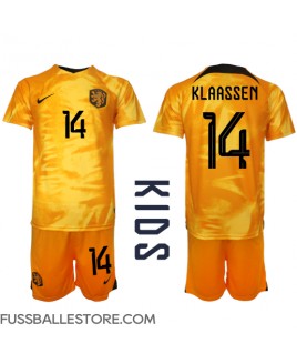 Günstige Niederlande Davy Klaassen #14 Heimtrikotsatz Kinder WM 2022 Kurzarm (+ Kurze Hosen)